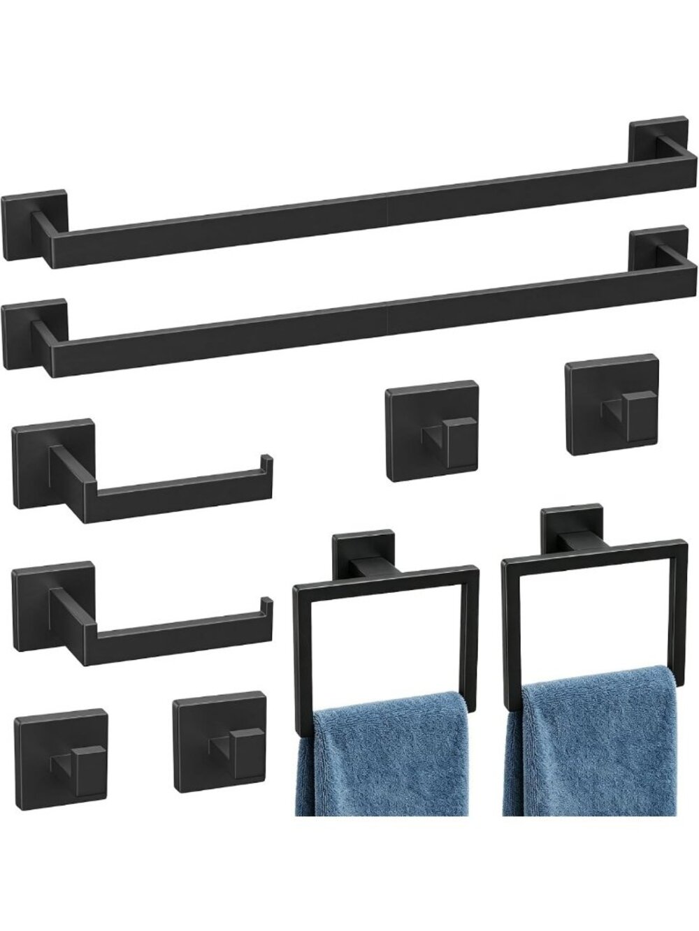 10-Piece Matte Black Bathroom Accessories Set | Modern Decor for Stylish